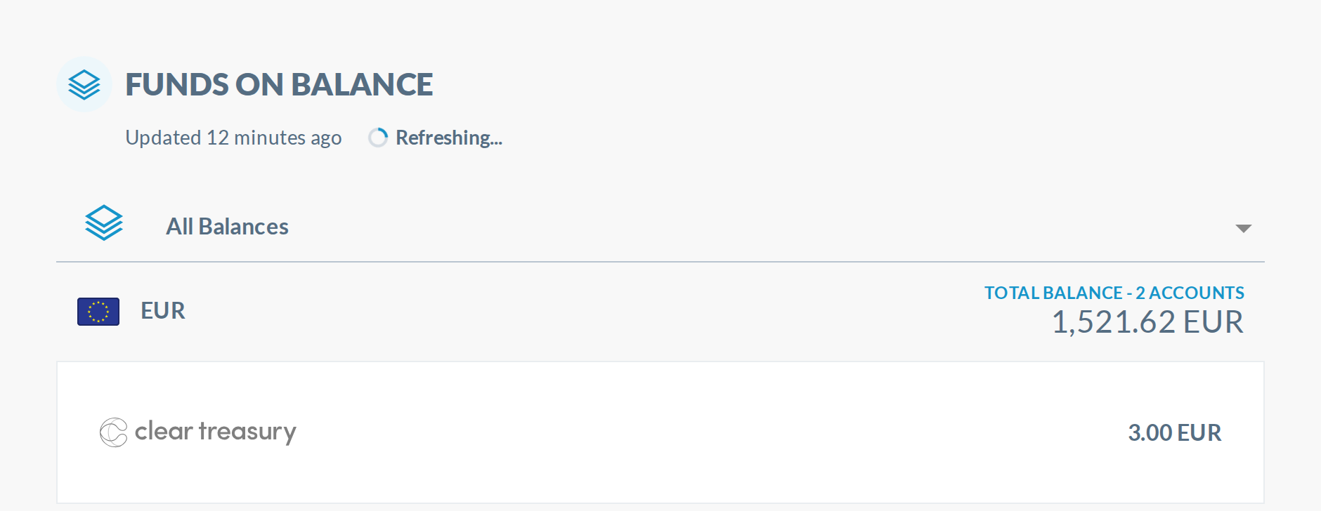 A refreshing: spinner and 'Refreshing...', button disabled