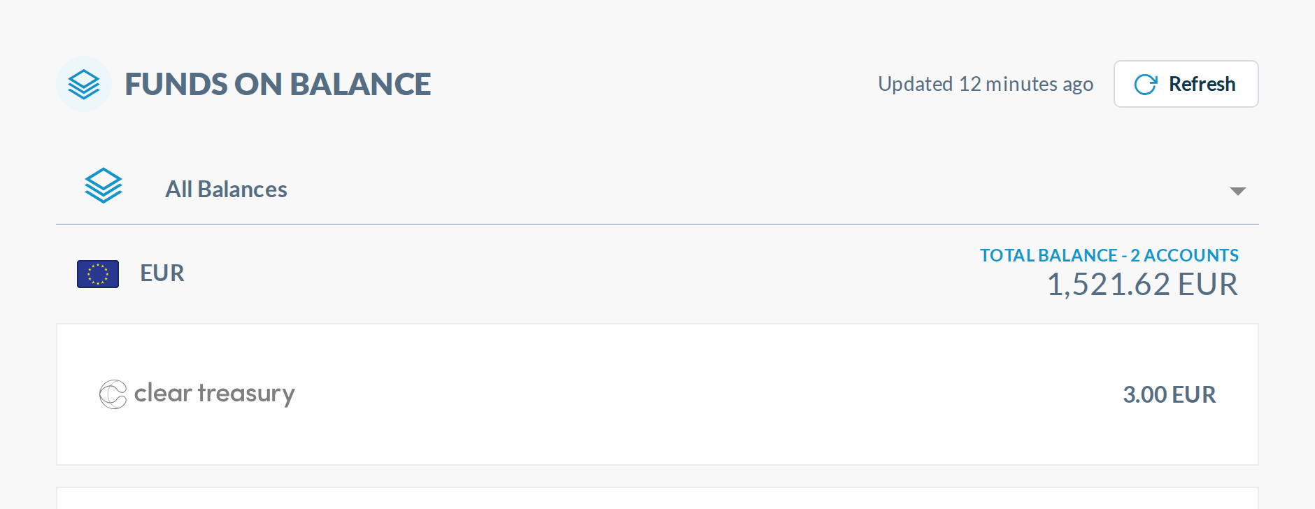 B idle: status and Refresh on the right of the title row, filter moves up 30px