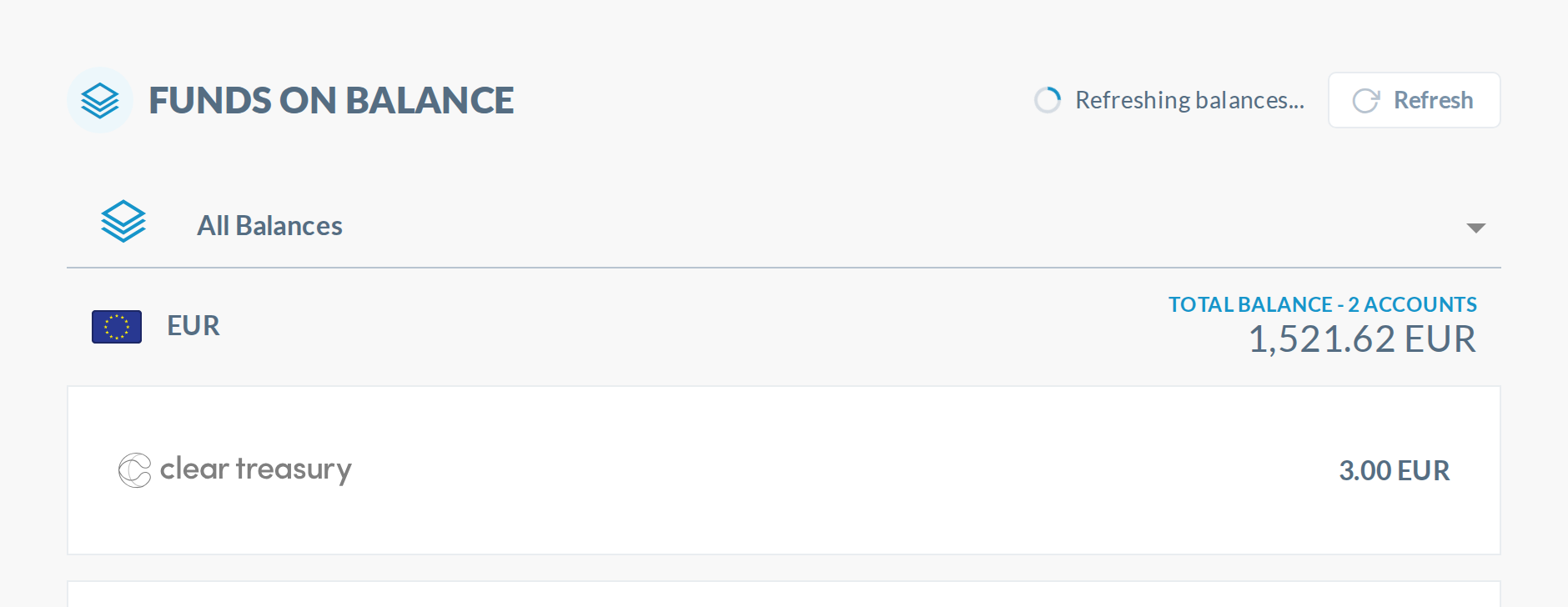 B refreshing: spinner and 'Refreshing balances...', button disabled
